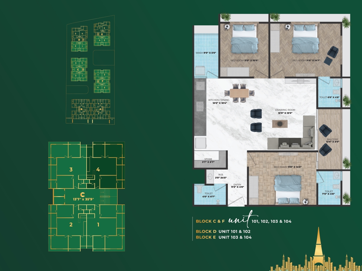 Block C & F 101,102,103,104